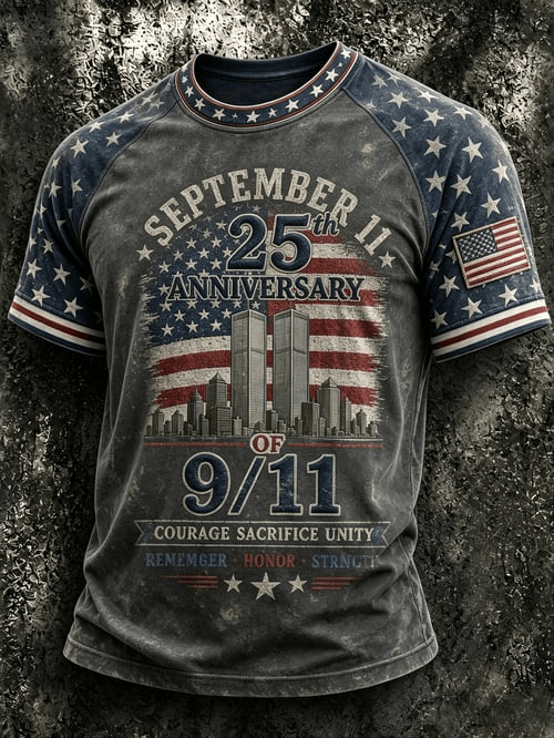 25th Anniversary 9 11 T-Shirt Never Forget September 11 Clothes Gift For 9-11 Heroes Family