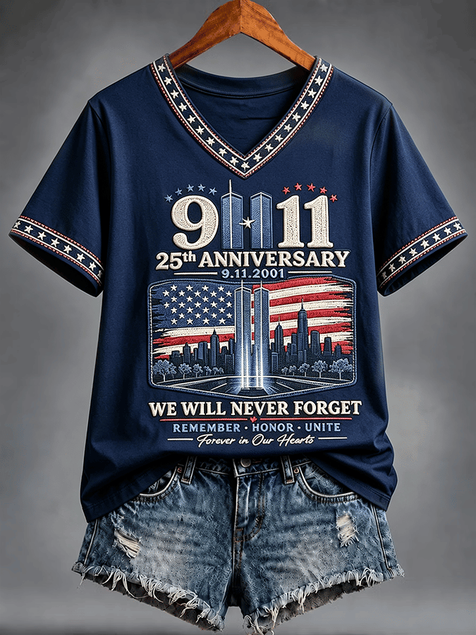 25th Anniversary V-Neck Shirt We Will Never Forget 2001 2026 Shirt Birthday Ideas For Men