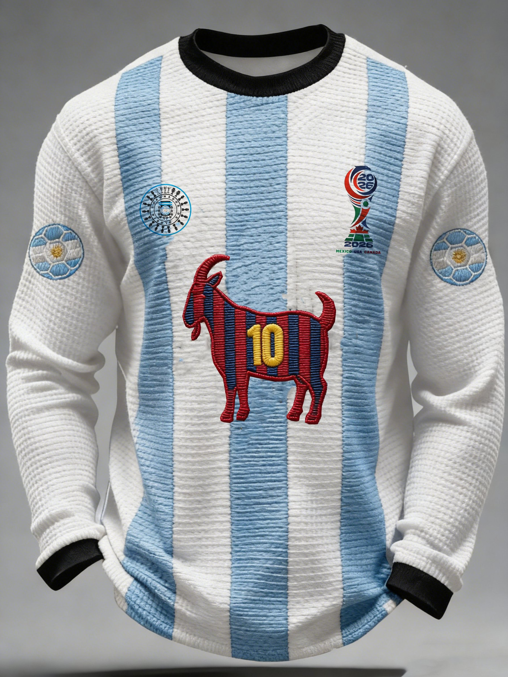 Argentina 2026 World Cup Merch Argentina Goat 10 Long Sleeve Shirt Men's Gift For Football Fans