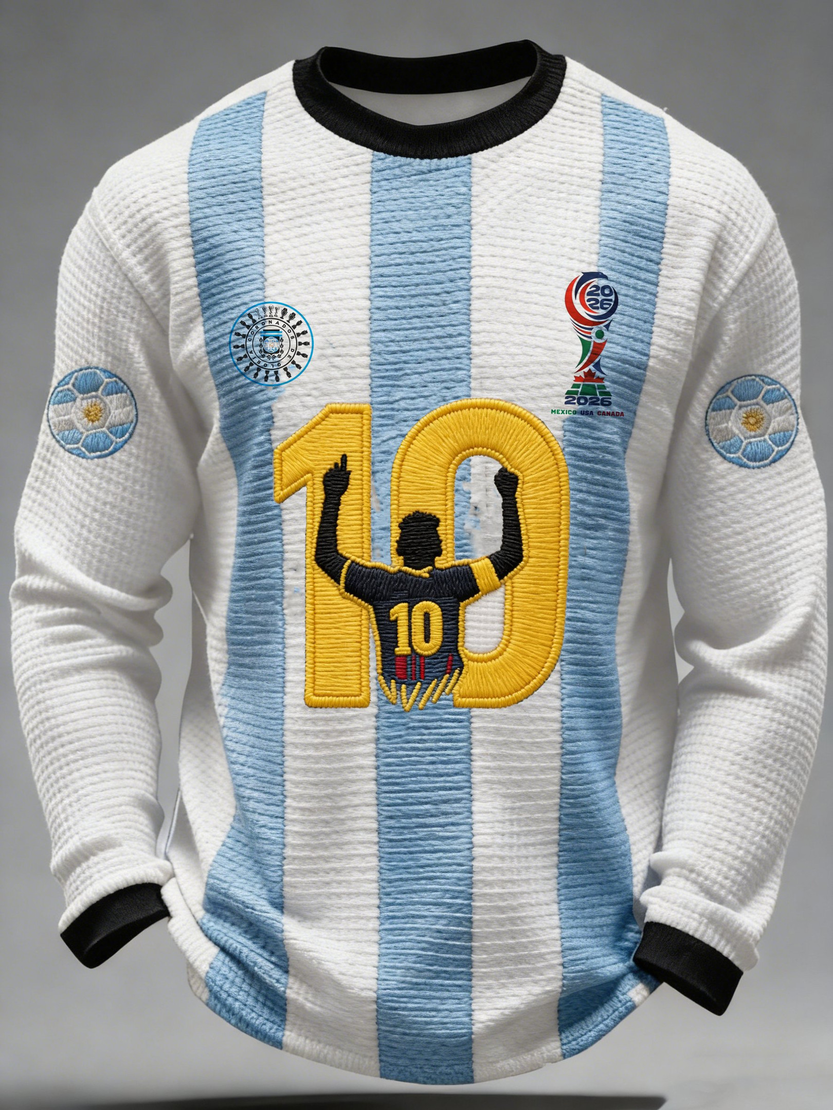 Argentina 2026 World Cup Merch Argentina Soccer No 10 Long Sleeve Shirt Men's Gifts For Fans