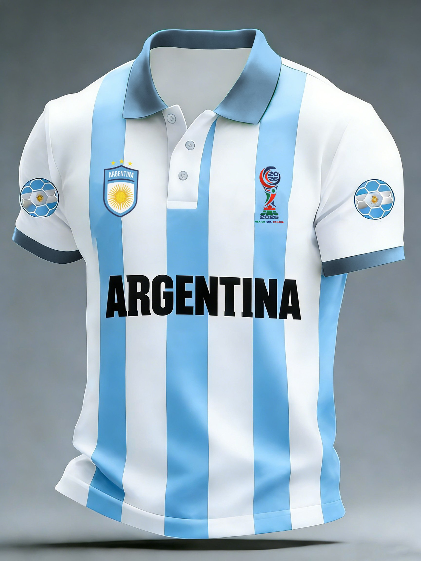 Argentina Soccer 2026 World Cup Polo Shirt Mens Game Day Merch Clothing Best Fan Gifts