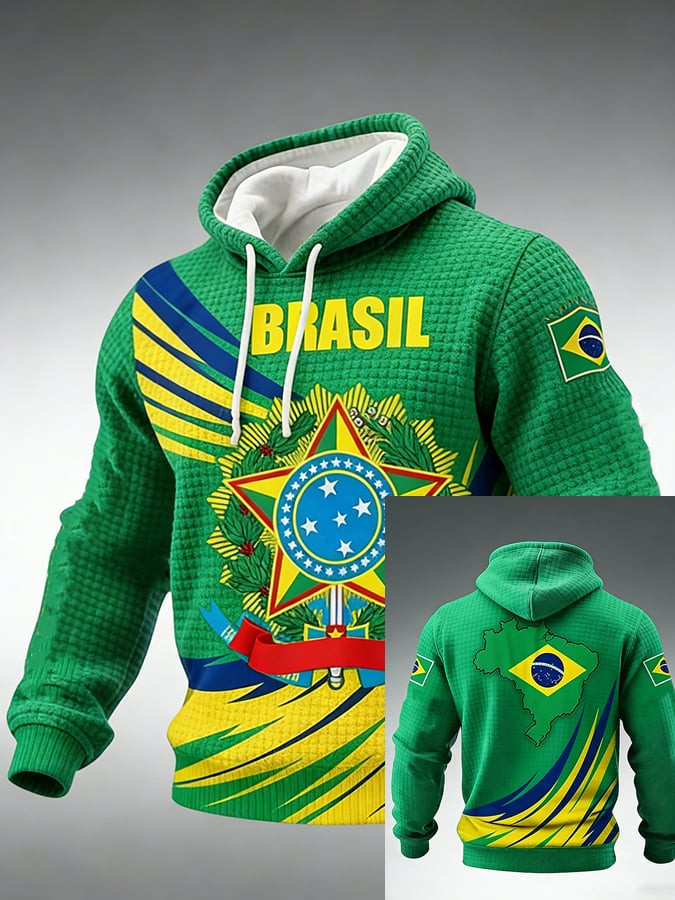 Brazil Soccer 2026 World Cup Merch Brazil National Emblem Hoodie Best Gifts For Football Fans
