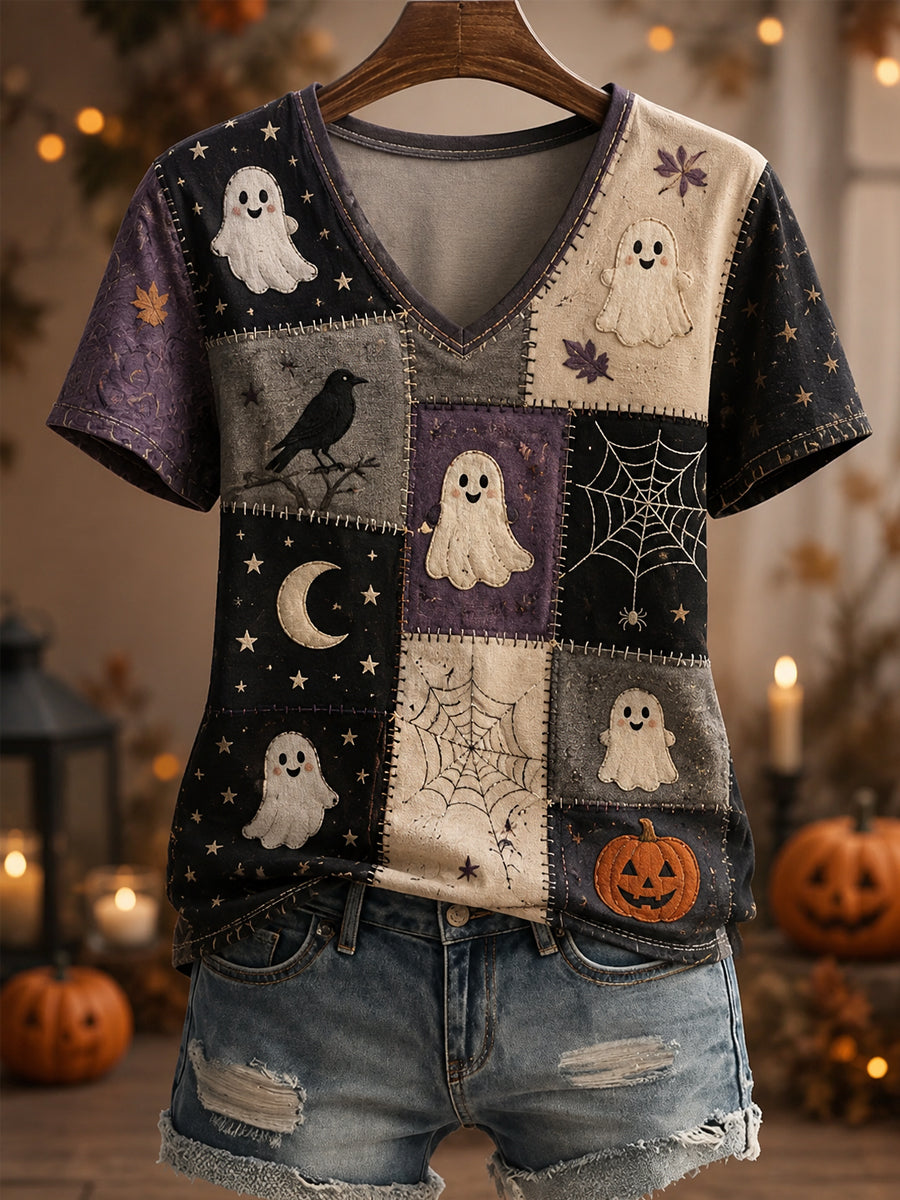 Cute Ghost Season V-Neck Shirt Halloween Ghosts Apparel Halloween Gift Ideas
