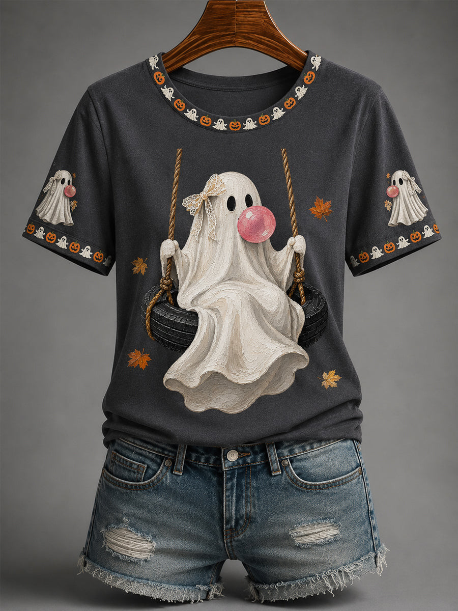 Cute Ghosts Boop Bubble Gum T-Shirt Halloween Ghost Tee Spooky Lover Gift Ideas