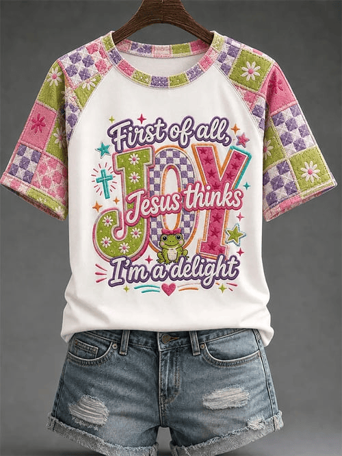 First Of All Jesus Thinks Im A Delight T-Shirt Colorful Frog Merch Gift For Teen Girls