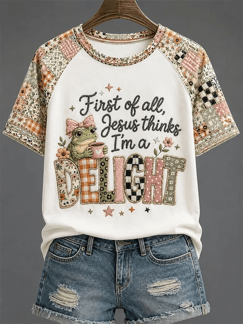 First Of All Jesus Thinks Im A Delight T-Shirt Frog Lover Merch Gift For Cute Girls