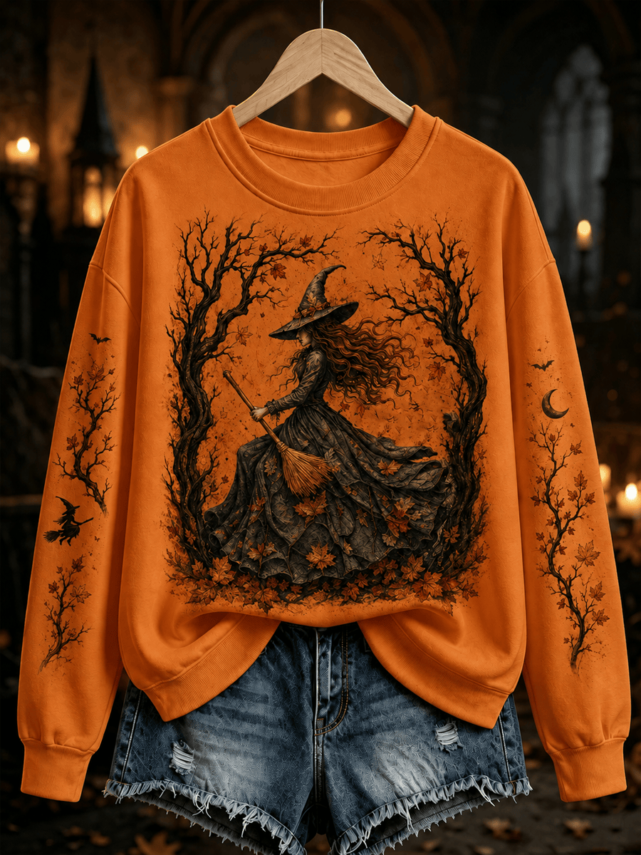 Gothic Witch Moon Sweatshirt Spooky Halloween Clothing Gift For Her