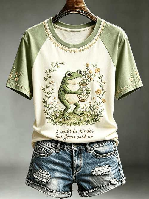 I Could Be Kinder But Jesus Said No T-Shirt Frog Lover Merch Gift For Christian Fans