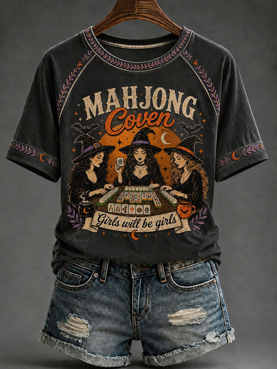 Mahjong Coven Girls Will Be Girls T-Shirt Halloween Witch Tee Birthday Gift Ideas For Wife