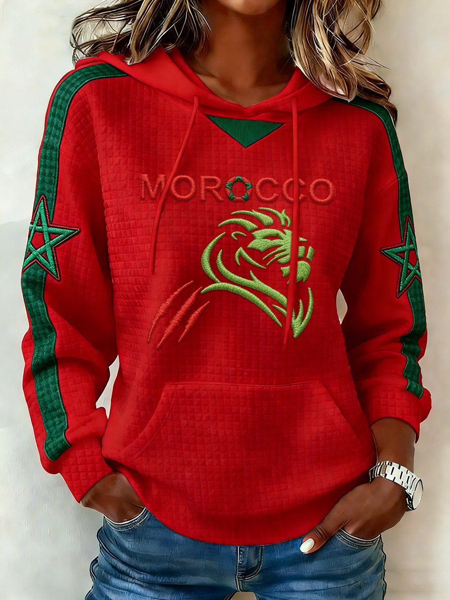 Morocco 2026 World Cup Hoodie Women's Morocco National Football Team Merch Fan Clothing