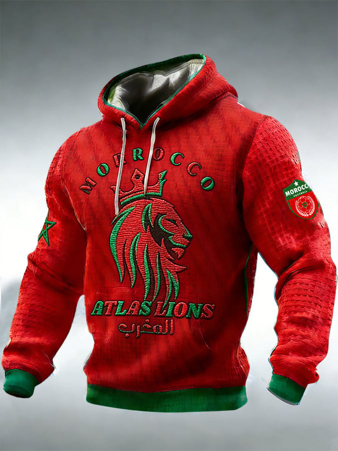Morocco 2026 World Cup Merch Morocco Atlas Lions Hoodie Men's Football Game Day Wear