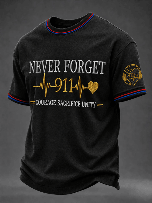 Never Forget 9-11 T-Shirt Courage Sacrifice Unity Clothes Gift For USA Patriots