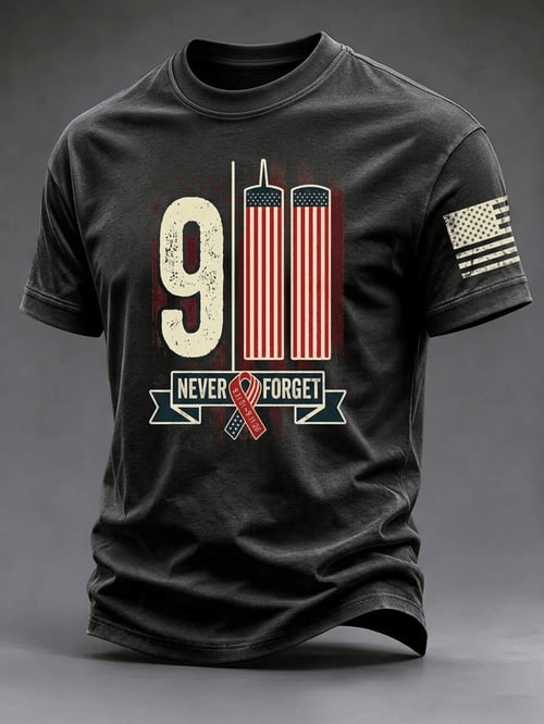 Never Forget Twin Towers Ribbon T-Shirt 9-11 Clothes Gift For FDNY 9-11 Veteran