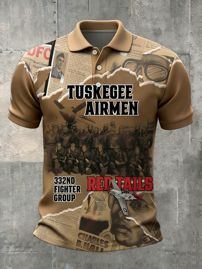 Tuskegee Airmen Red Tails Polo Shirt 332nd Fighter Group Tribute African American Pride Merch