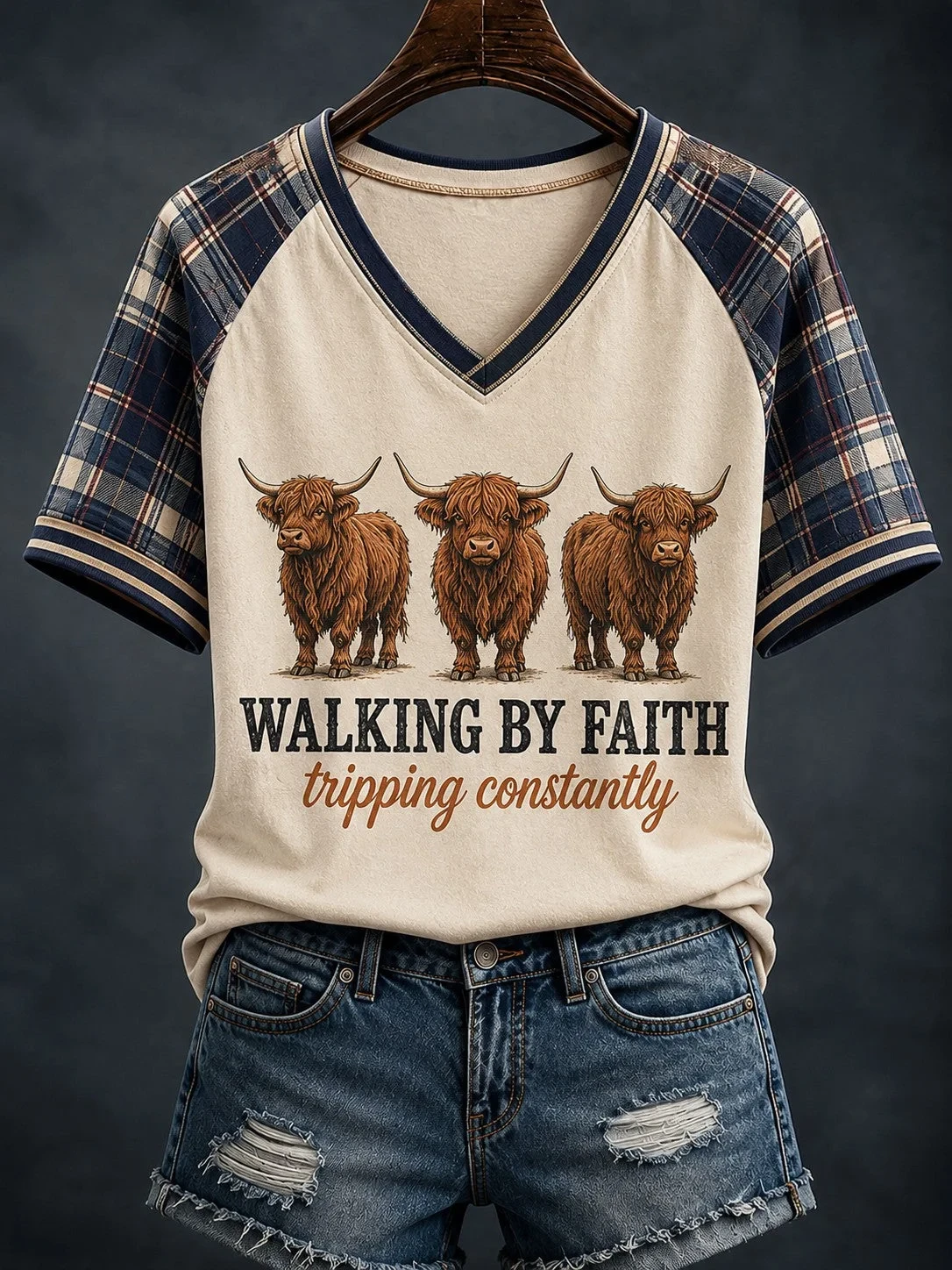 Walking By Faith Tripping Constantly V-Neck Shirt Christian Faith Clothes Gift For New Believer