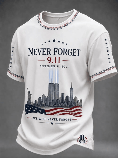 We Will Never Forget Skyline T-Shirt 9-11 25th Anniversary Merch Unique Gifts For Fans