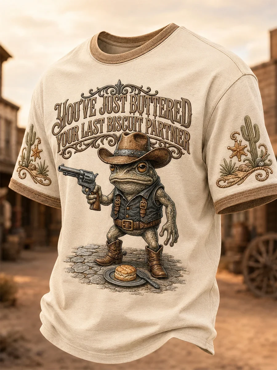 You've Just Buttered Your Last Biscuit Partner T-Shirt Western Frog Cowboy Shirt Gifts For Him