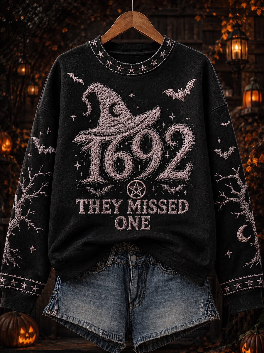 1692 They Missed One Sweatshirt Halloween Witch Clothing Cute Halloween Apparel