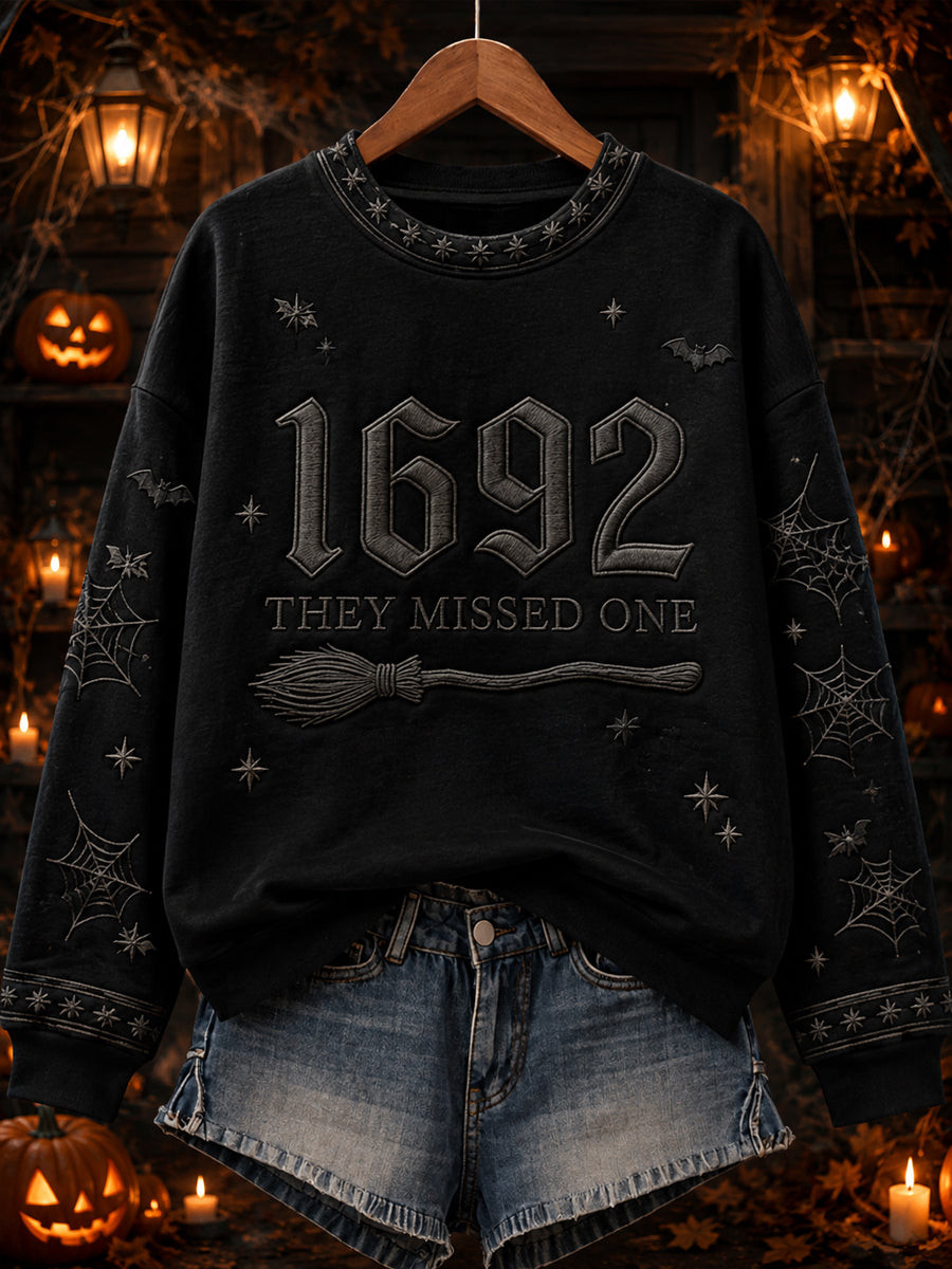 1692 They Missed One Sweatshirt Halloween Witch Merch Cozy Halloween Clothes