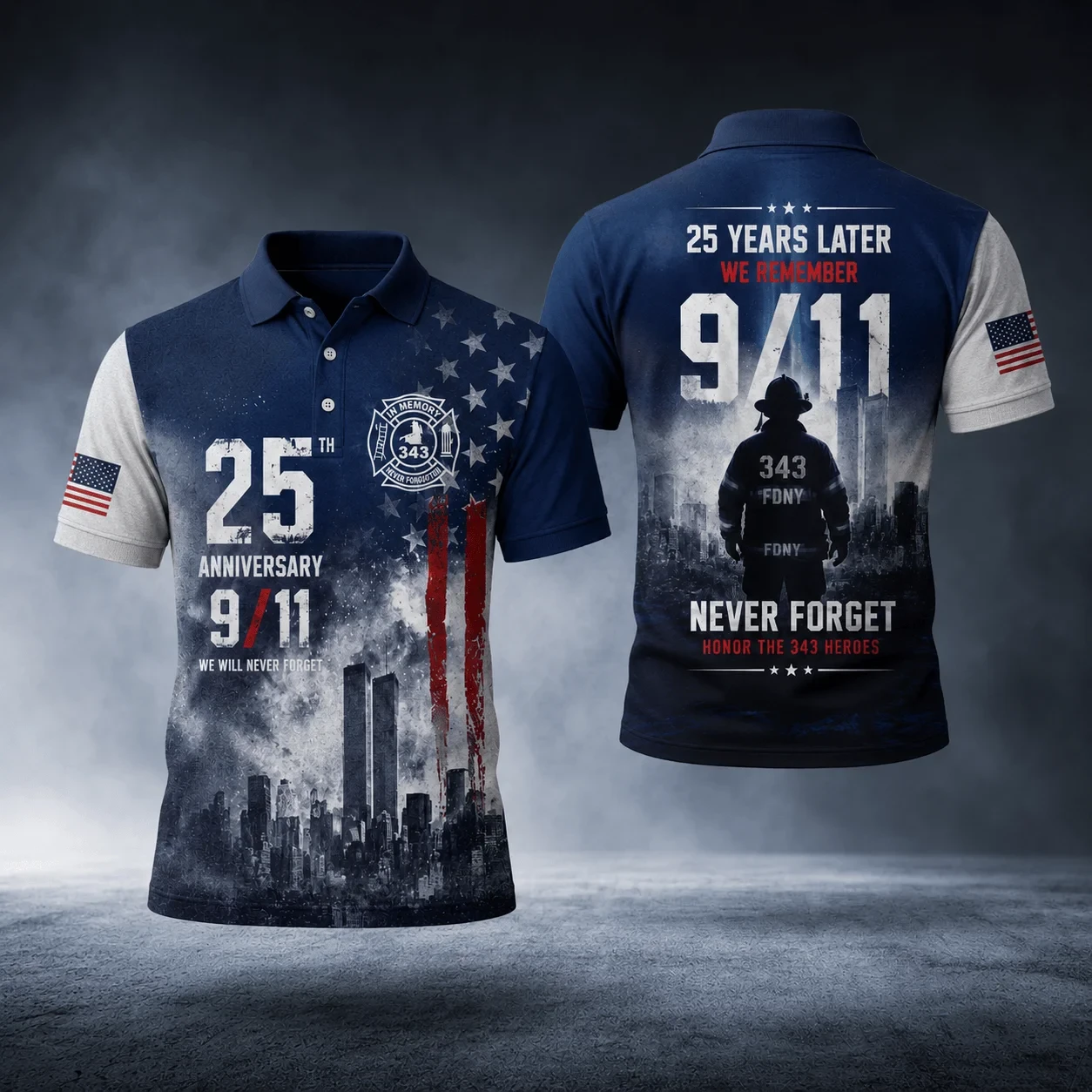 9 11 25th Anniversary Commemorative Graphic Polo Shirt 9 11 Apparel Presents For Dad