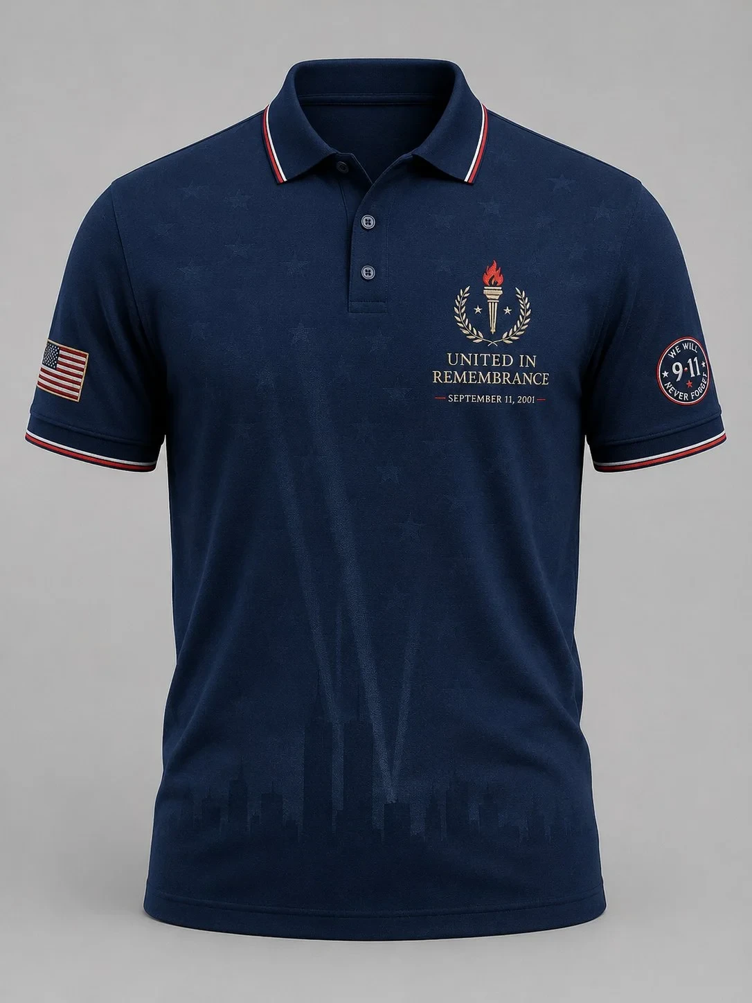 9 11 25th Anniversary Never Forget Polo Shirt American Flag Apparel 9 11 Tribute Gift