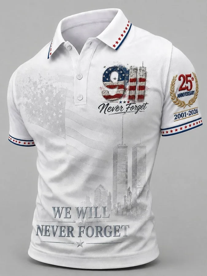 9 11 25th Anniversary Never Forget Polo Shirt Commemorative Apparel September 11 Gifts