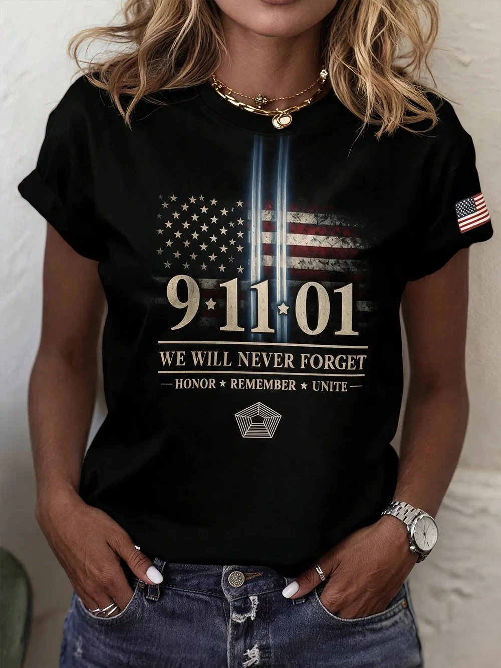 9 11 25th Anniversary Never Forget T-Shirt 9 11 Clothing Memorial Gift For Mom