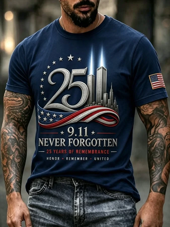 9 11 25th Anniversary Never Forgotten Shirt 9 11 Clothing Present For Husband