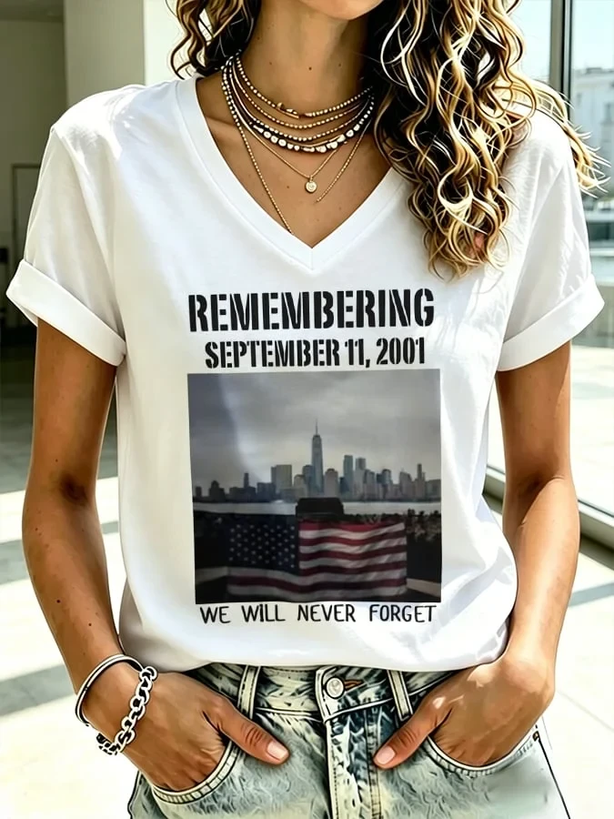 9 11 25th Anniversary Remember 11 V-Neck Shirt 911 Apparel Gift Ideas For Wife