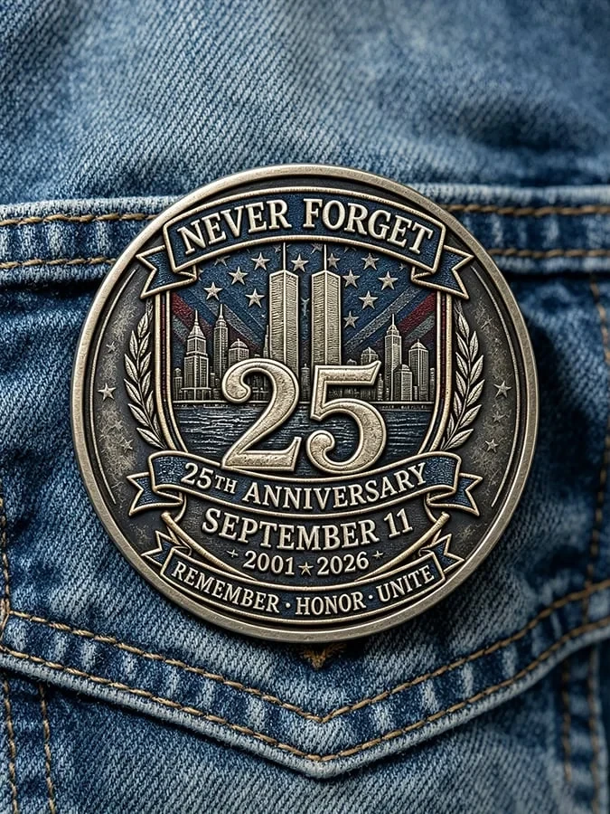9 11 25th Anniversary We Will Never Forget Button 9 11 Memorial Merch Gift Ideas