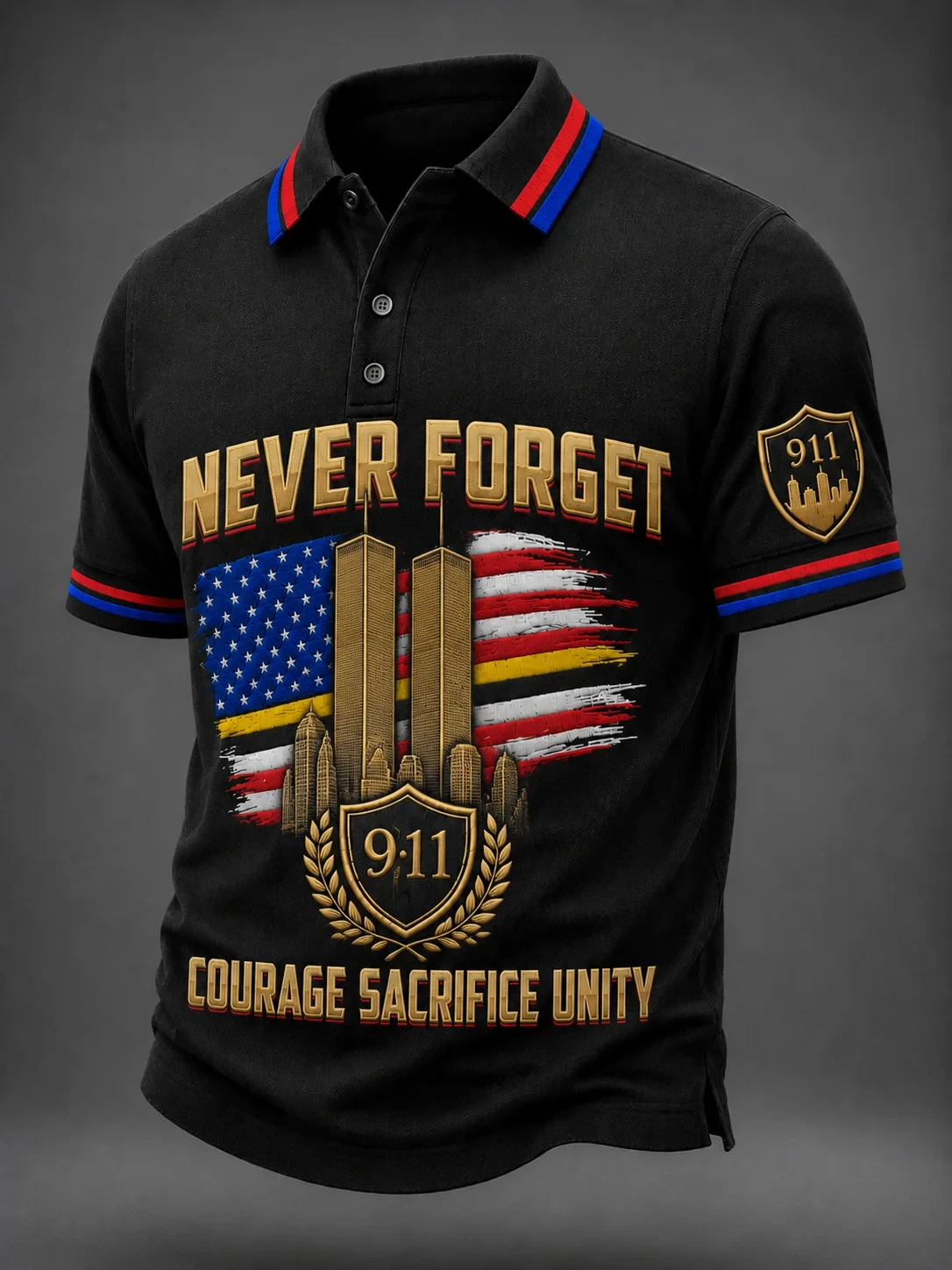 9 11 25th Anniversary We Will Never Forget Polo Shirt Patriot Day Clothes 9 11 Gift Ideas