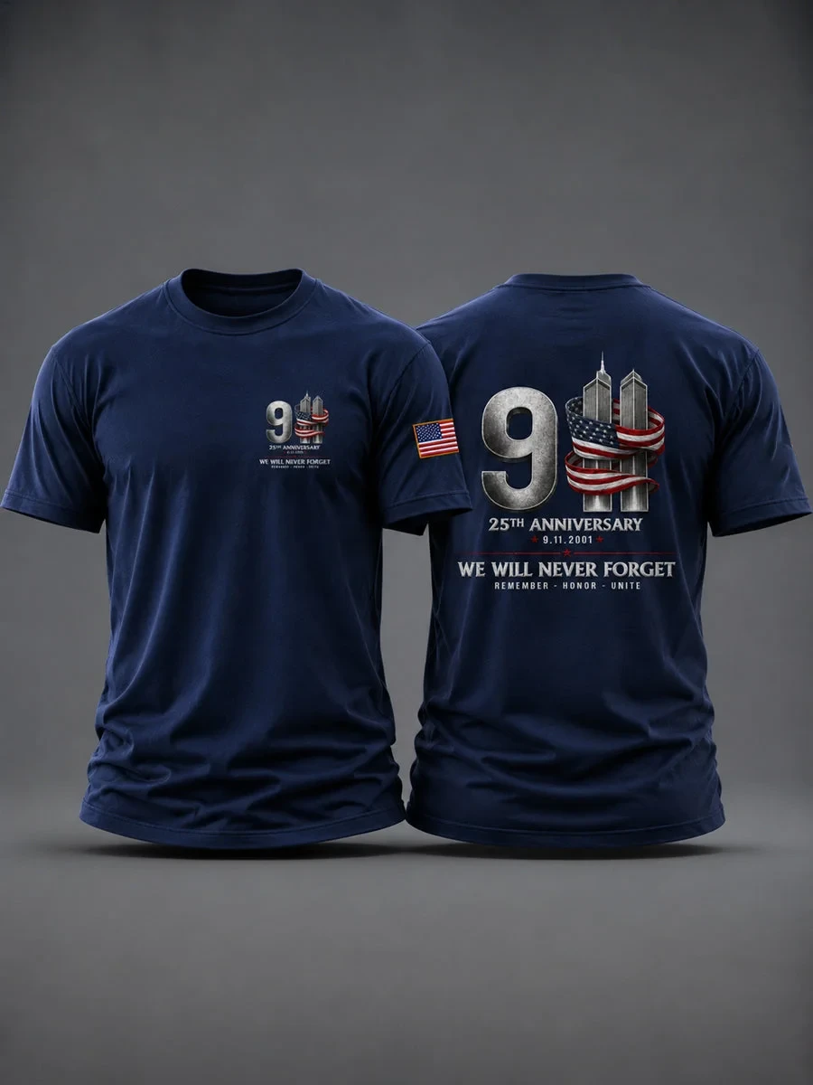 9 11 25th Anniversary We Will Never Forget Shirt 9 11 Clothing Line Memorial Gift Ideas