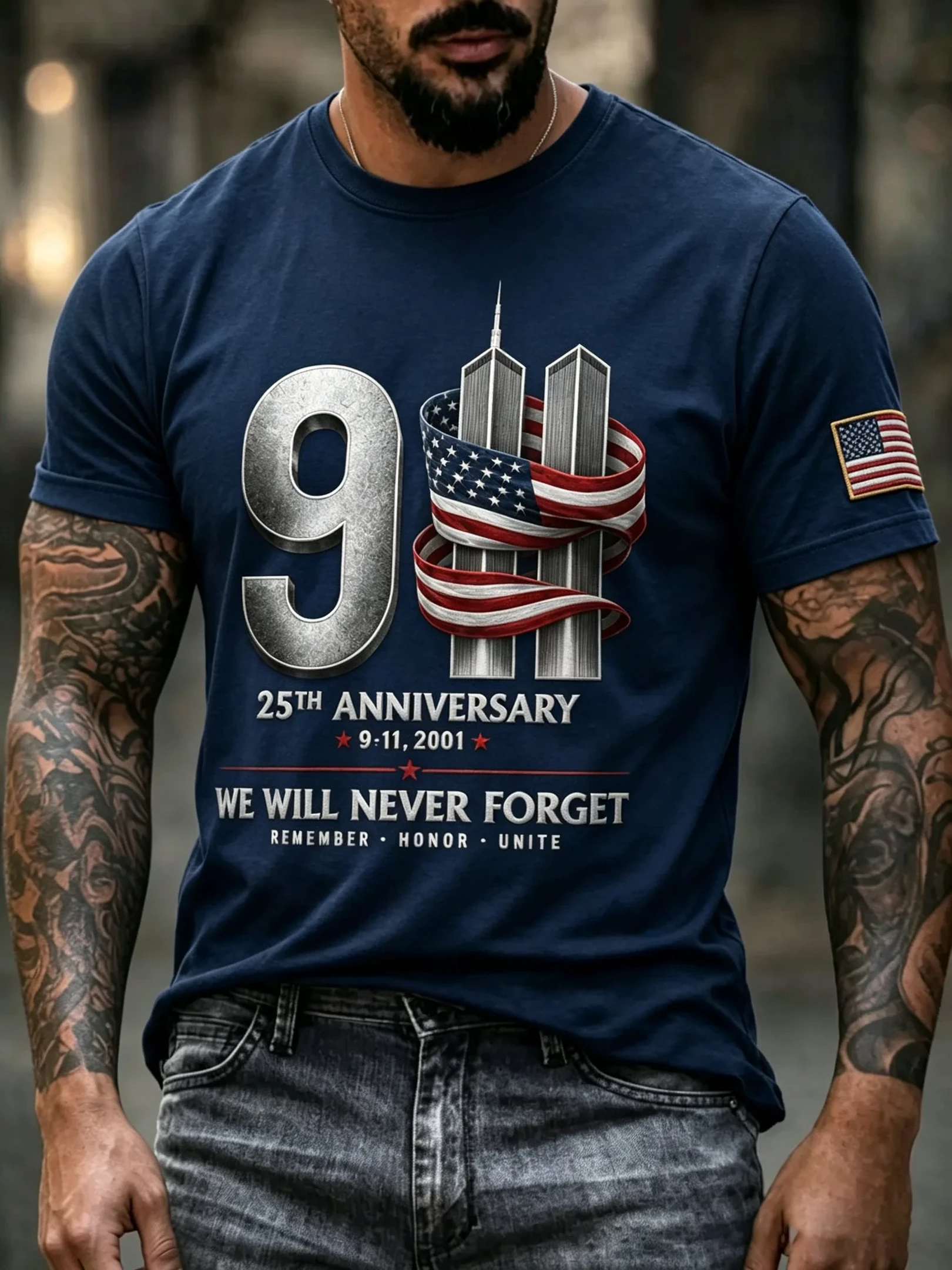 9 11 25th Anniversary We Will Never Forget Shirt American Flag Clothing Best Gifts For Patriots