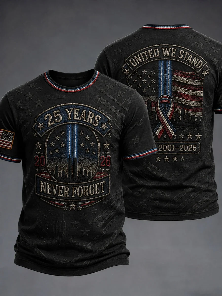 9 11 25Th Anniversary We Will Never Forget T-Shirt 911 25Th Anniversary Never Forget Clothing