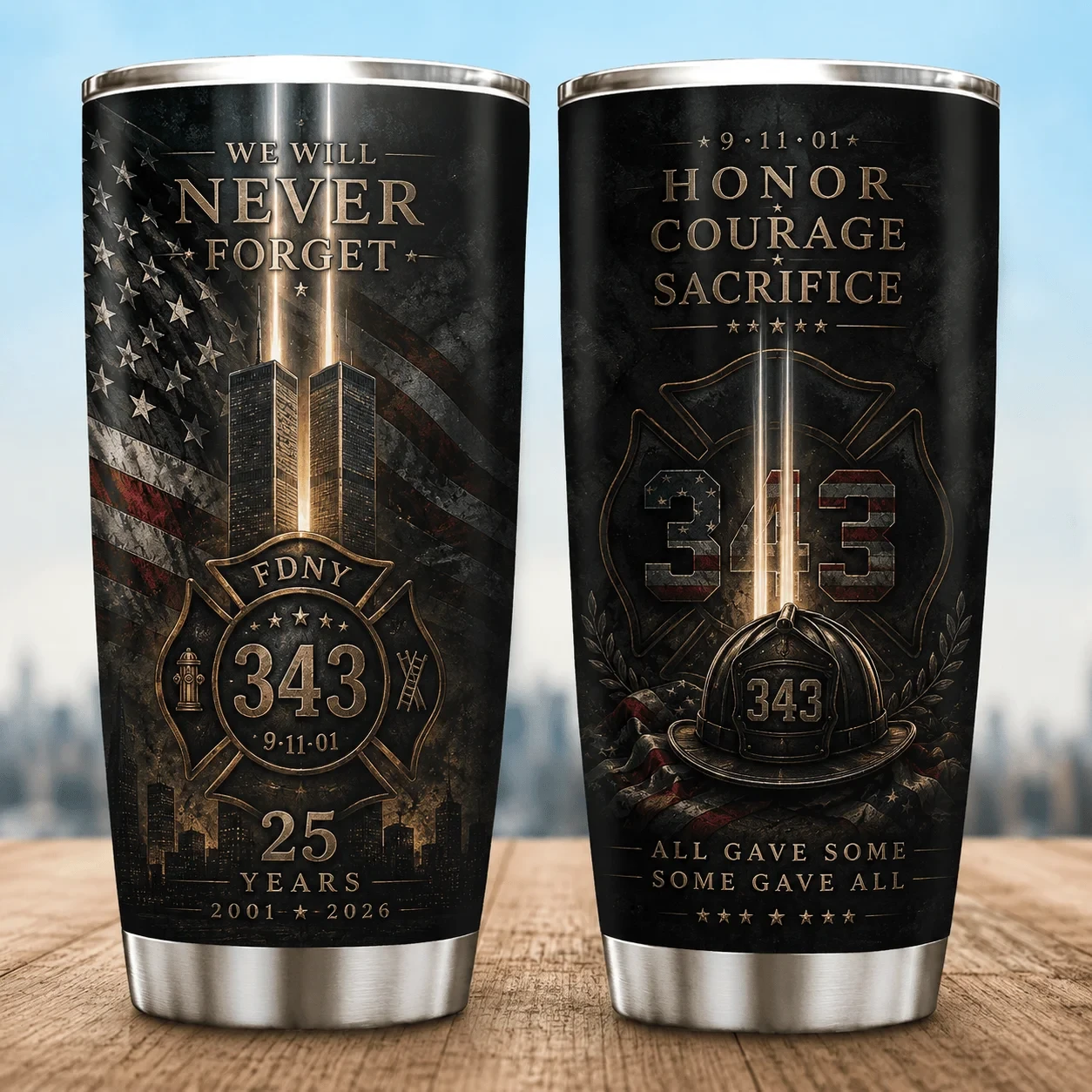 9 11 Never Forget Commemorative Tumbler Cup 9 11 25th Anniversary Merch