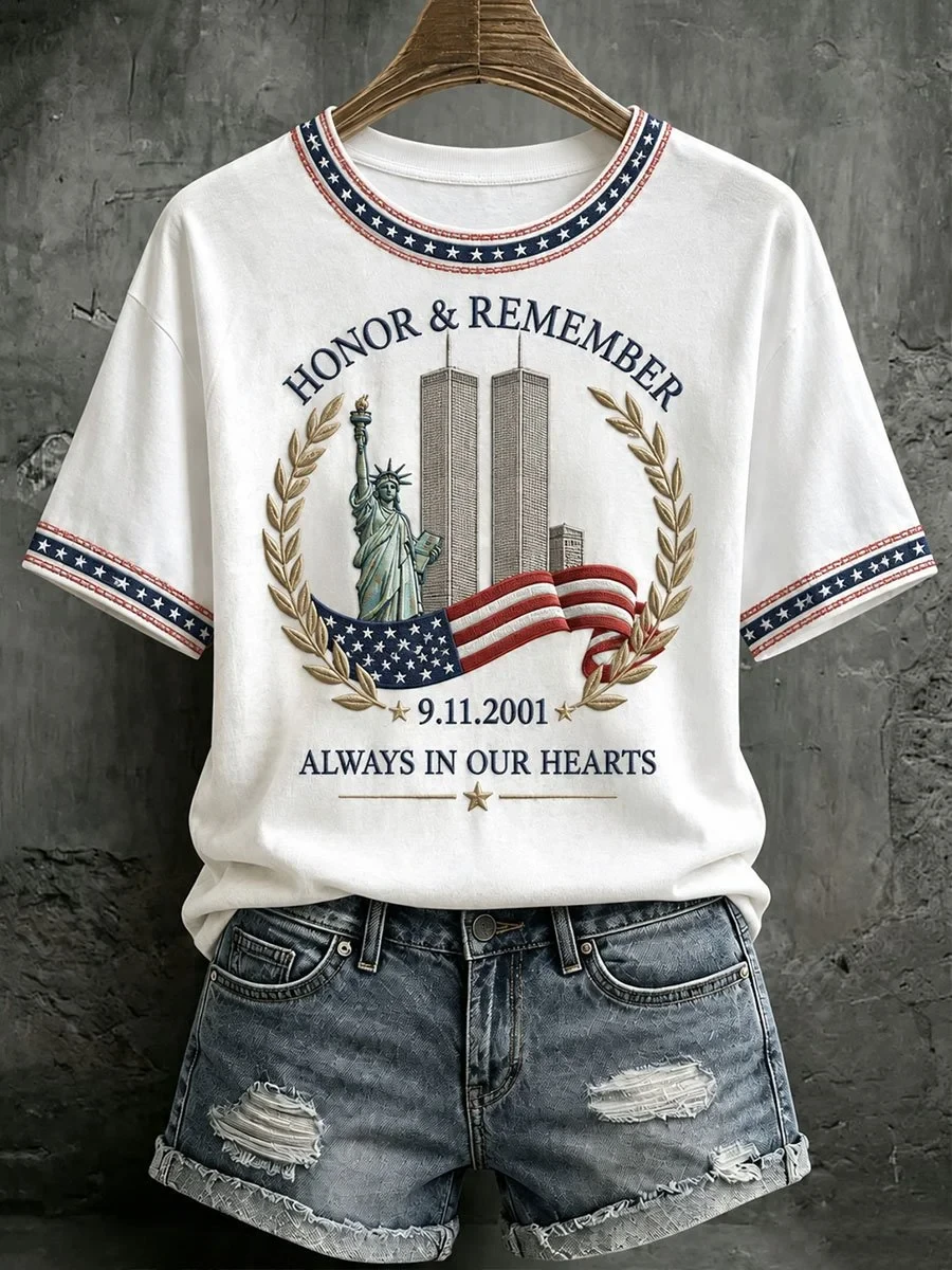 911 25Th Anniversary Always Remember T-Shirt Memorial 9 11 Tee Patriotic Gifts For Her