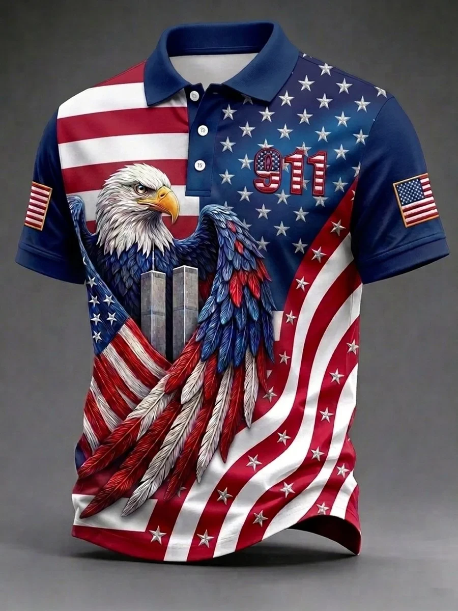 911 25Th Anniversary Never Forget Eagle Polo Shirt 9 11 Patriotic Apparel Gift Ideas For Father