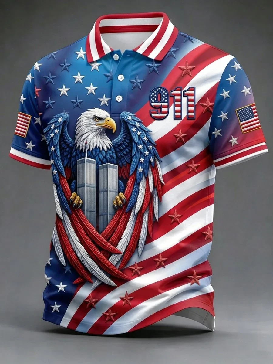 911 25Th Anniversary Never Forget Eagle Polo Shirt American Flag Apparel 9 11 Gift For Patriots