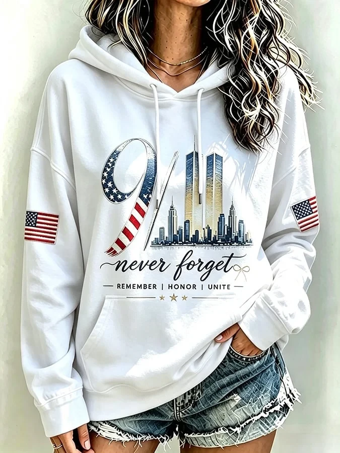 911 25th Anniversary Never Forget Hoodie Remember Honor Unite 9 11 Clothing Gift For Her