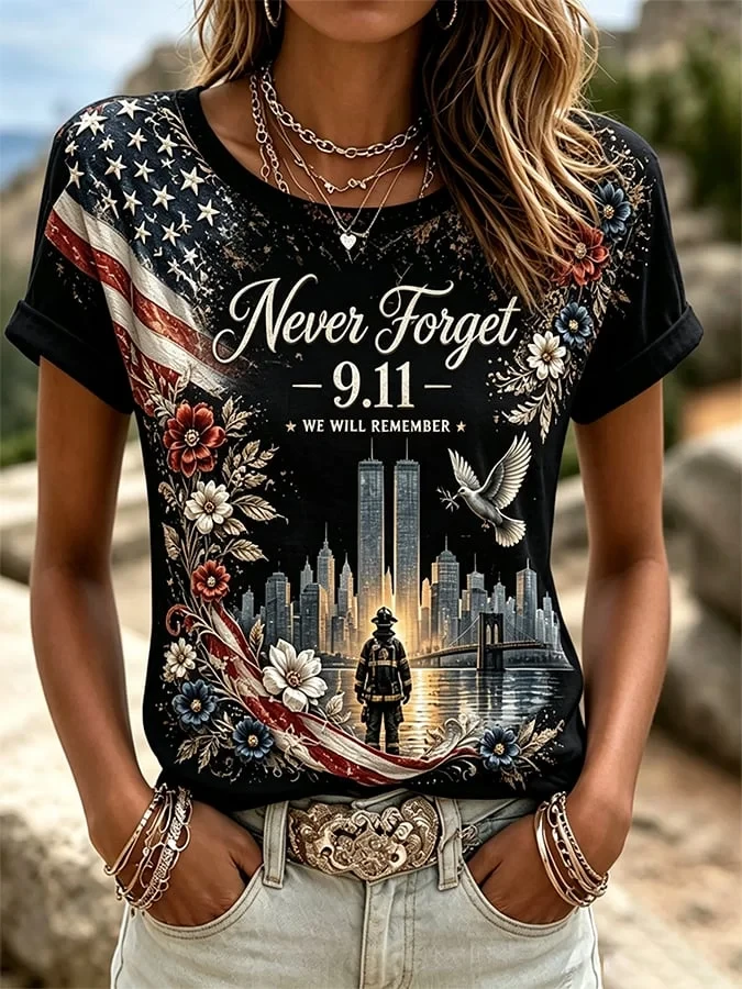 911 25th Anniversary Never Forget Patriotic Shirt 9 11 Clothing Present For Supporters