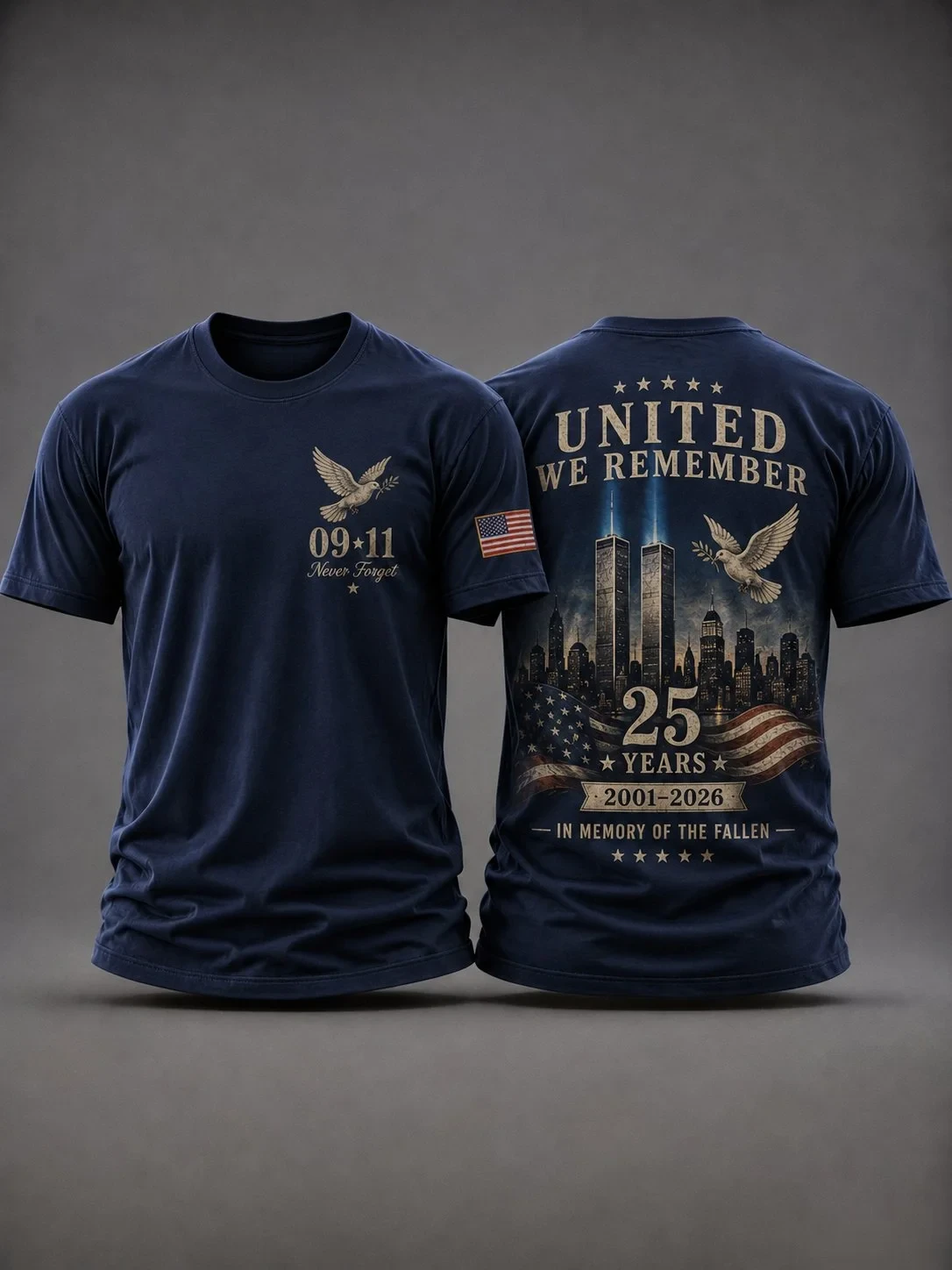 911 25Th Anniversary Never Forget Patriotic T-Shirt 9 11 Tribute Apparel Gift For Husband