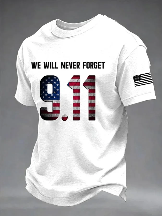 911 25Th Anniversary Never Forget Patriotic T-Shirt 9 11 Tribute Merch Gift For Dad