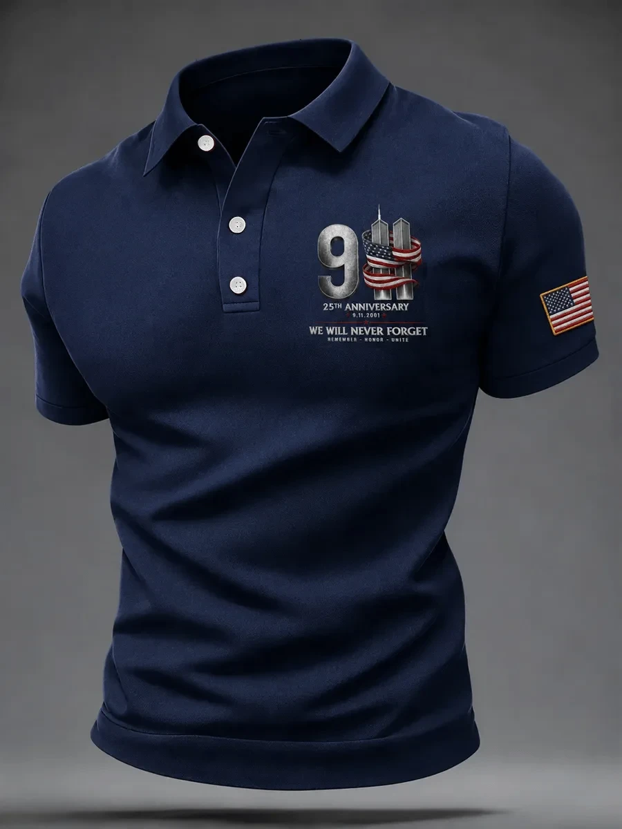 911 25th Anniversary Never Forget Polo Shirt 9 11 Tribute Clothes Gift For Fathers