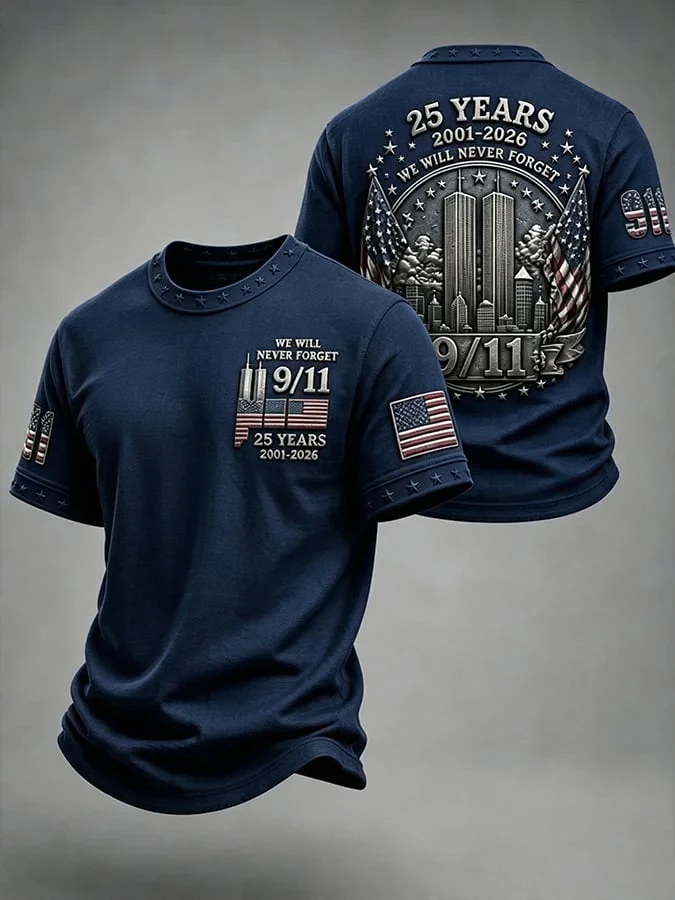911 25Th Anniversary Never Forget T-Shirt 9 11 Apparel Presents For Patriotic Husband