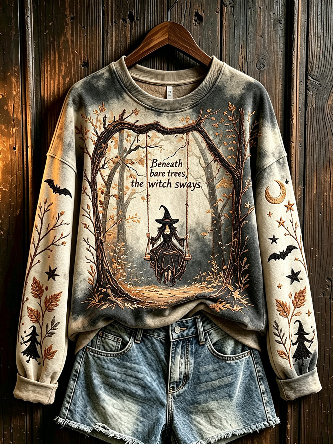 Beneath Bare Trees The Witch Sways Sweatshirt Halloween Merch Gift Ideas For Wife