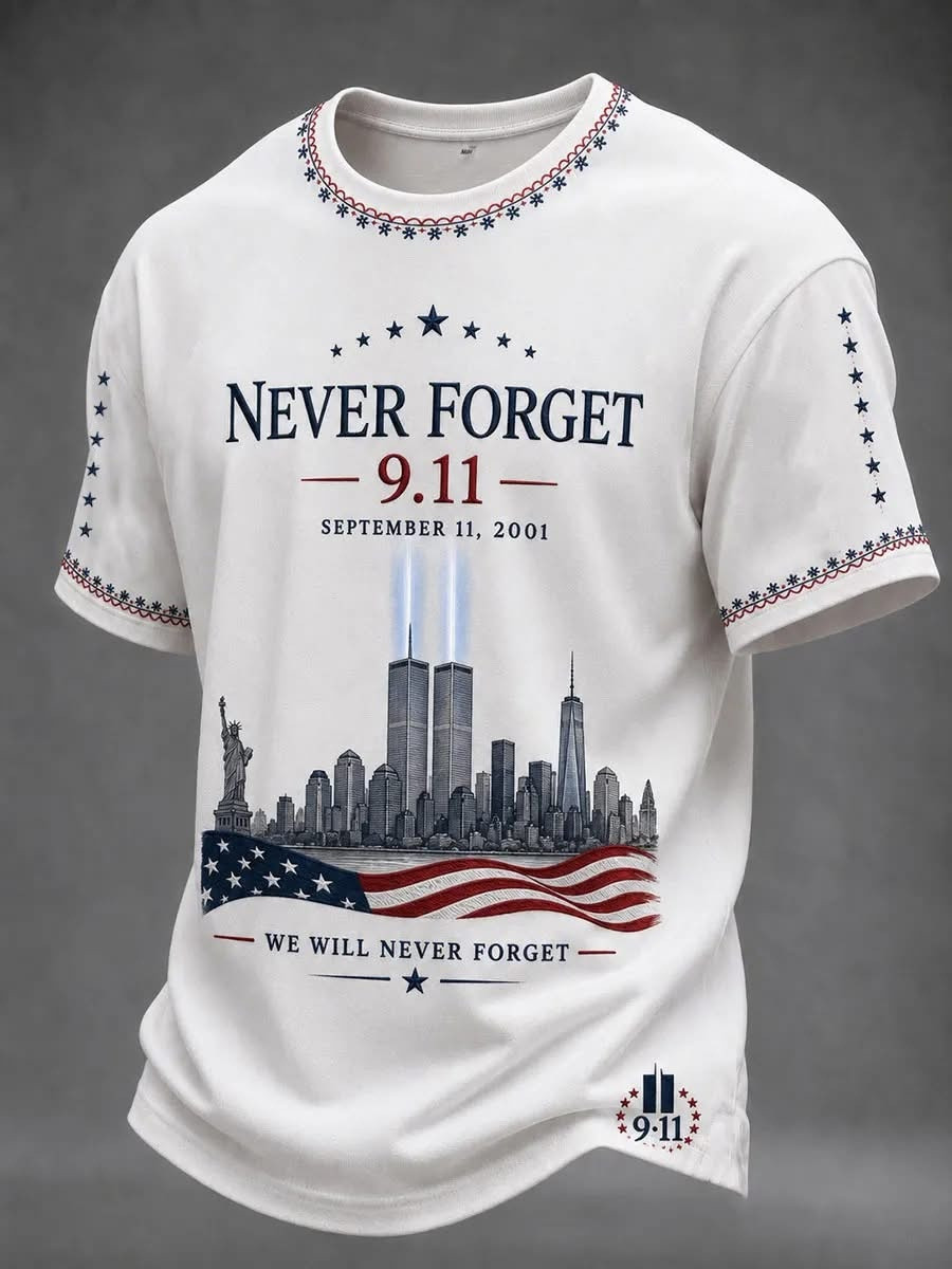 Never Forget 9 11 25th Anniversary T-Shirt American Patriot Clothes Memorial Day Gift
