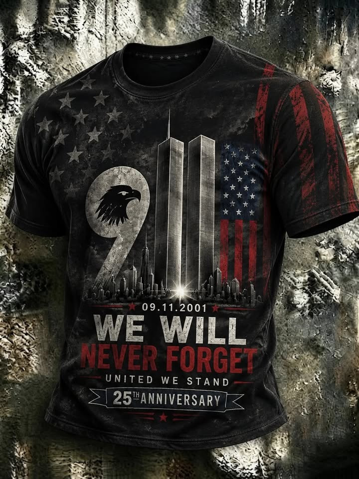 Never Forget 9 11 Merch 25th Anniversary United We Stand Eagle T-Shirt Patriotic Gift