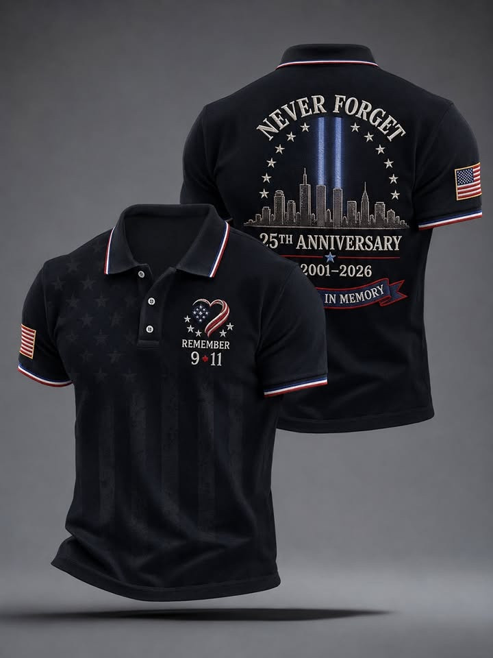 Never Forget 9 11 Polo Shirt 25th Anniversary In Memory Patriot Clothes Gift For Dad