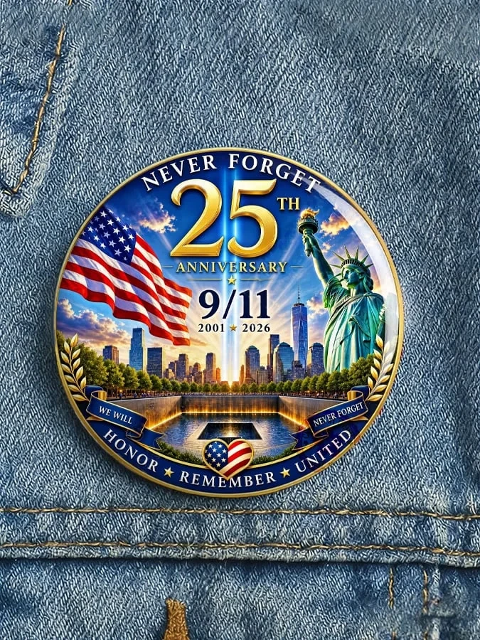 Never Forget September 11 2001 Pinback Button 9 11 25th Anniversary We Will Never Forget Merch