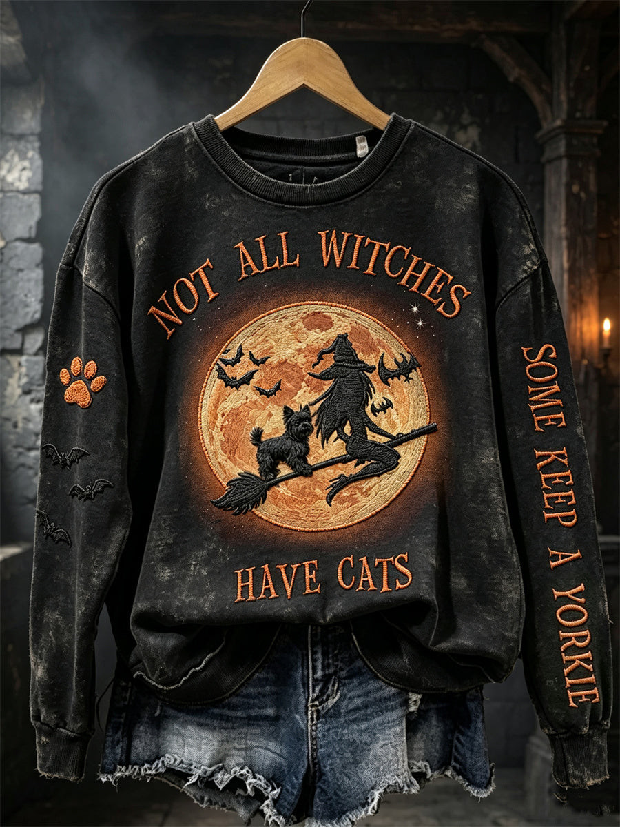 Not All Witches Have Cats Some Keep A Yorkie Sweatshirt Halloween Witch Merch Present For Wife